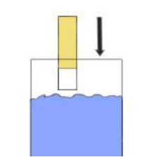 Original illustration of a dipstick entering a prepared liquid sample
